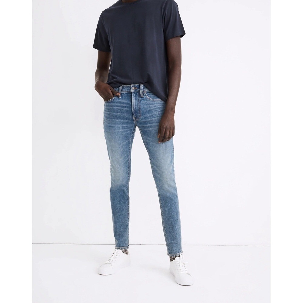 Madewell Skinny Jeans‎ Men 32 Blue Denim Stretch Faded Whiskering